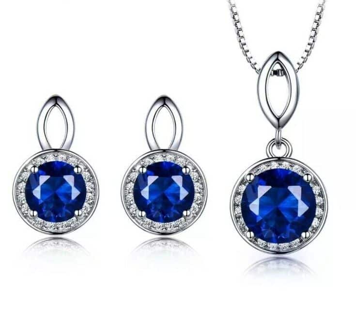 Deep Blue Nano Gems Earrings and Necklace