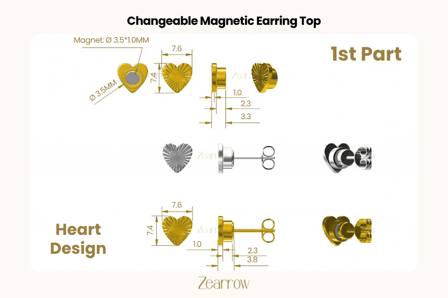 Heart Changeable Magnetic Earring Top