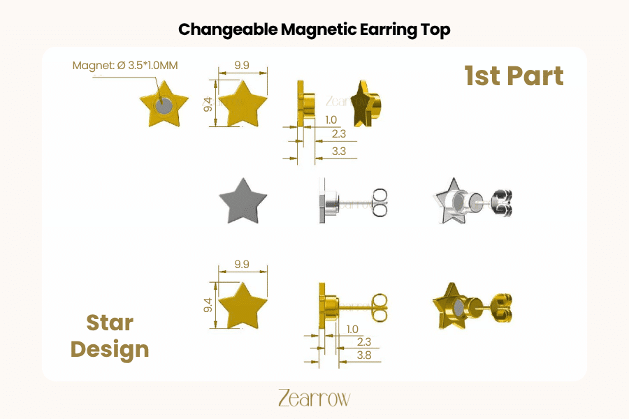 Star Changeable Magnetic Earring Top